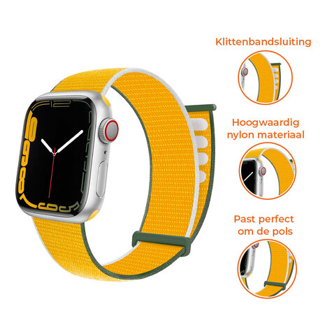 Strap-it® Strap-it Apple Watch 8 nylon loop bandje (geel)