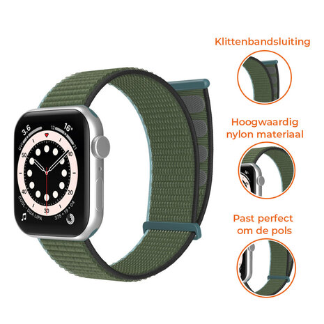 Strap-it® Strap-it Apple Watch nylon loop bandje (olijfgroen)