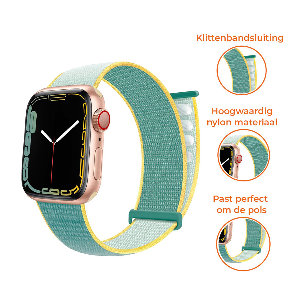 Strap-it® Strap-it Apple Watch 8 nylon loop bandje (sunshine)