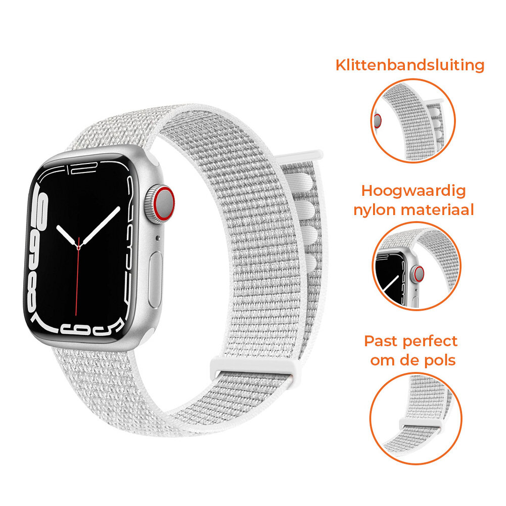 Strap-it® Strap-it Apple Watch Ultra nylon loop bandje (wit)