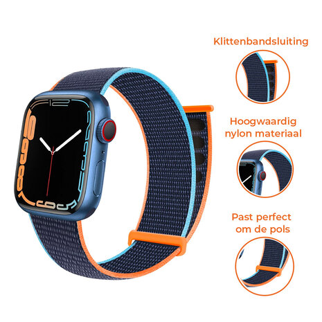 Strap-it® Strap-it Apple Watch nylon loop bandje (donkerblauw)