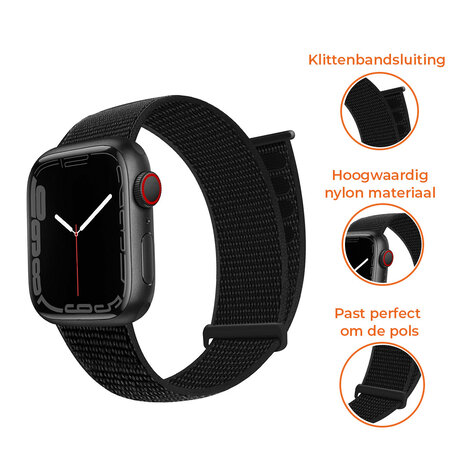 Strap-it® Strap-it Apple Watch Ultra nylon loop bandje (zwart)