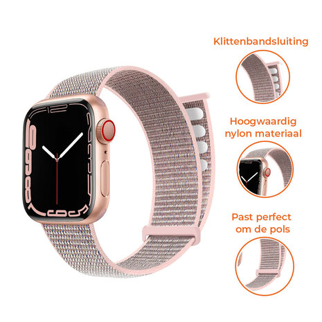 Apple Watch nylon loop bandje roze Smartwatchbanden