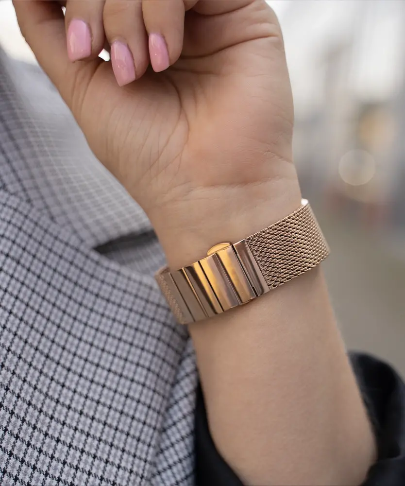 Strap-it® Strap-it Apple Watch 8 stalen Milanese band (rosé goud) Strap-it® Strap-it Apple Watch 8 stalen Milanese band (rosé goud)