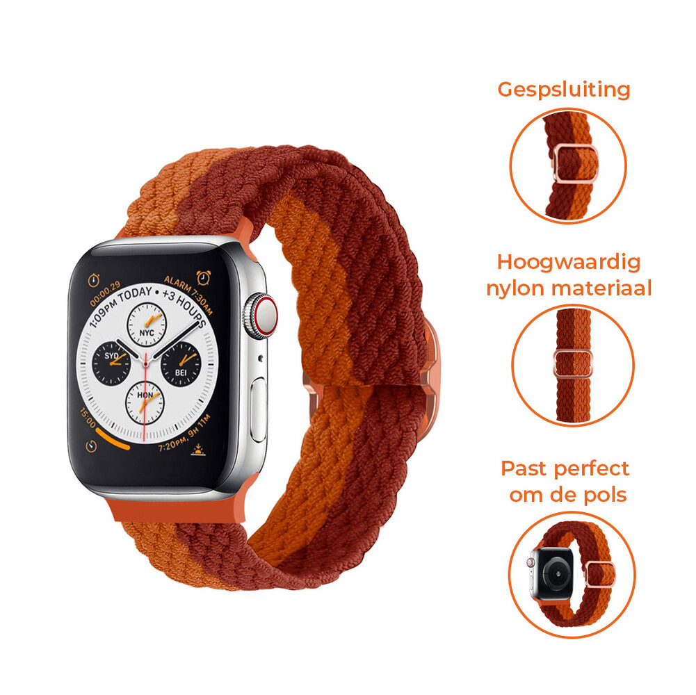 Strap-it® Strap-it Apple Watch verstelbaar geweven nylon bandje (bruin mix)