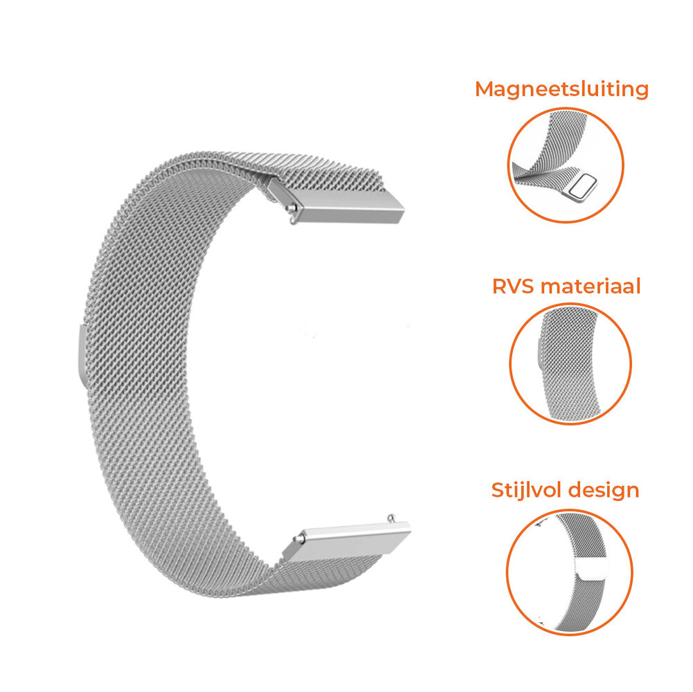 Strap-it® Strap-it Xiaomi Amazfit GTR Milanese band (zilver) Strap-it® Strap-it Xiaomi Amazfit GTR Milanese band (zilver)