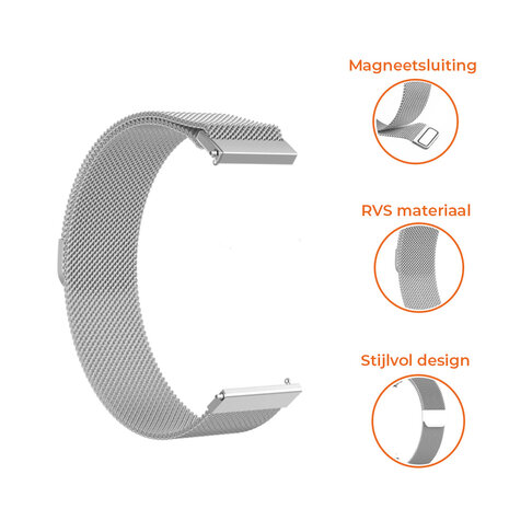 Strap-it® Strap-it Huawei Watch 3 (Pro) Milanese band (zilver)