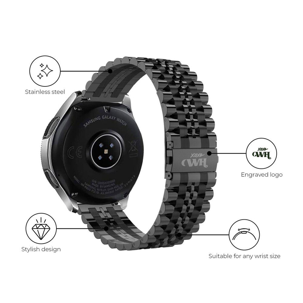 xoxo Wildhearts xoxo Wildhearts Amazfit GTR 3 (Pro) stalen bandje (zwart) xoxo Wildhearts xoxo Wildhearts Amazfit GTR 3 (Pro) stalen bandje (zwart)