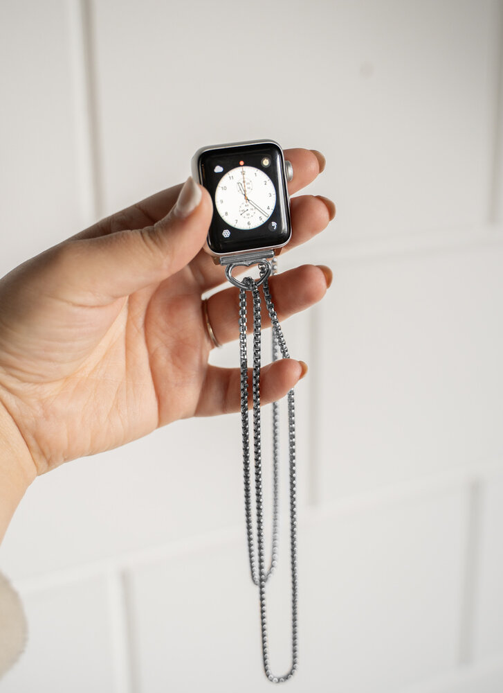 Strap-it® Strap-it Apple Watch ketting met hartje (zilver)