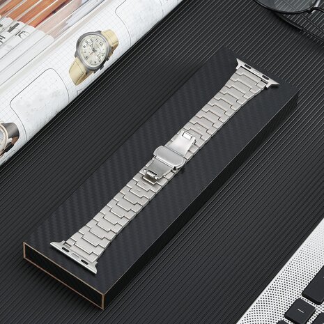 Strap-it® Strap-it Apple Watch Premium titanium band (zilver) Strap-it® Strap-it Apple Watch Premium titanium band (zilver)