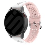 Strap-it® Samsung Galaxy Watch 4 - 40mm siliconen bandje met patroon (wit/roze)