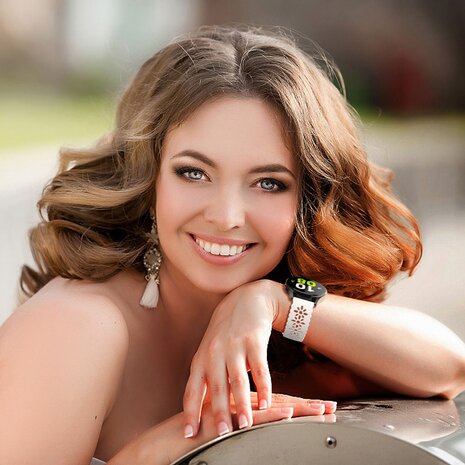 Strap-it® Strap-it Polar Ignite 2 siliconen bandje met patroon (wit/roze)