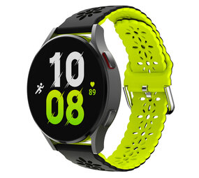 Strap-it® Samsung Galaxy Watch 5 - 44mm siliconen bandje met patroon (zwart/groen)