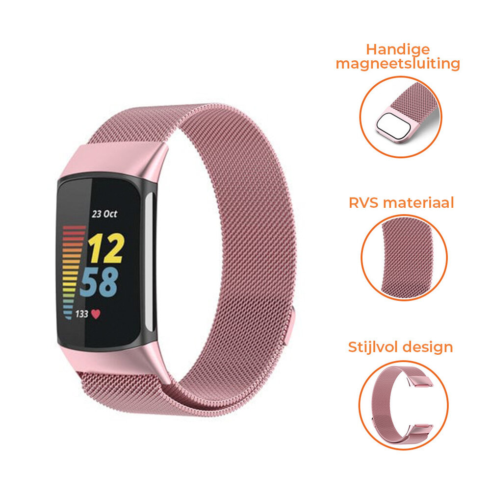 Strap-it® Strap-it Fitbit Charge 5 Milanese band (rosé pink)