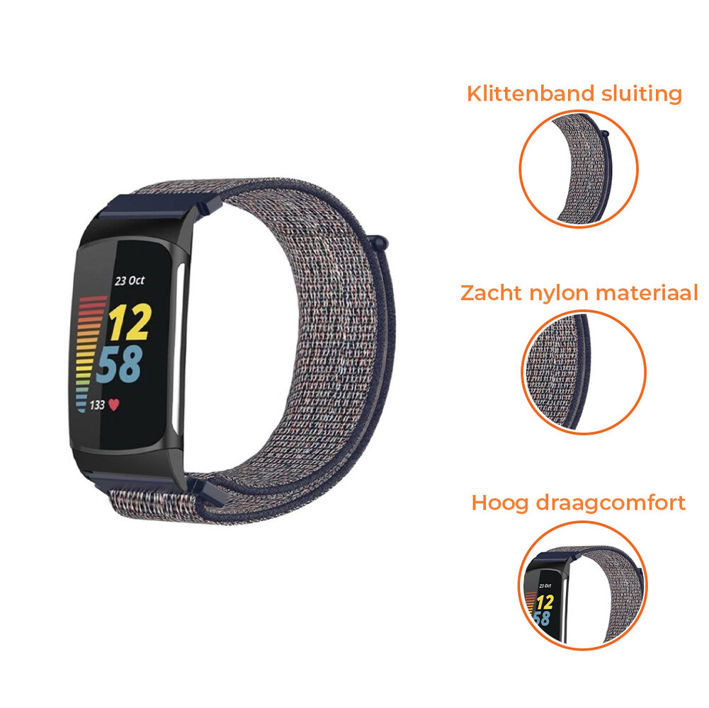 Strap-it® Strap-it Fitbit Charge 5 nylon bandje (blauw)