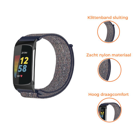 Strap-it® Strap-it Fitbit Charge 5 nylon bandje (blauw)
