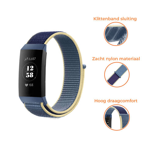Strap-it® Strap-it Fitbit Charge 4 nylon band (oceaan blauw)