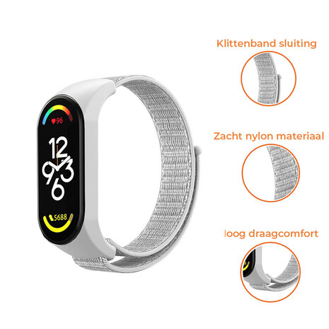 Strap-it® Strap-it Xiaomi Mi Band 7 nylon bandje (zeeschelp)