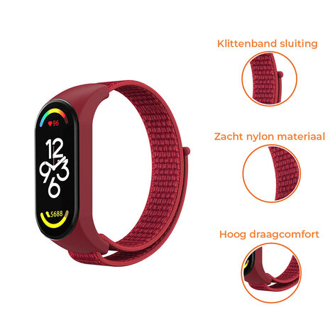 Strap-it® Strap-it Xiaomi Mi Band 7 nylon bandje (rood)