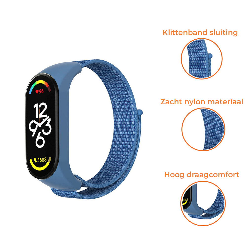 Strap-it® Strap-it Xiaomi Mi Band 7 nylon bandje (blauw) Strap-it® Strap-it Xiaomi Mi Band 7 nylon bandje (blauw)