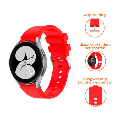 Strap-it® Strap-it Samsung Galaxy Watch 4 - 40mm siliconen bandje (knalrood)