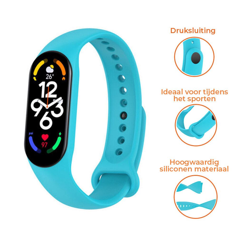 Strap-it® Strap-it Xiaomi Mi Band 7 siliconen bandje (lichtblauw)