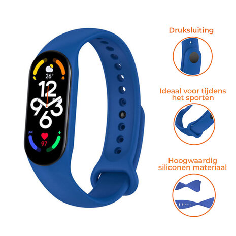 Strap-it® Strap-it Xiaomi Mi Band 7 siliconen bandje (blauw)