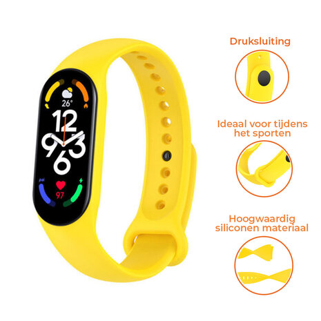 Strap-it® Strap-it Xiaomi Mi Band 7 siliconen bandje (geel)