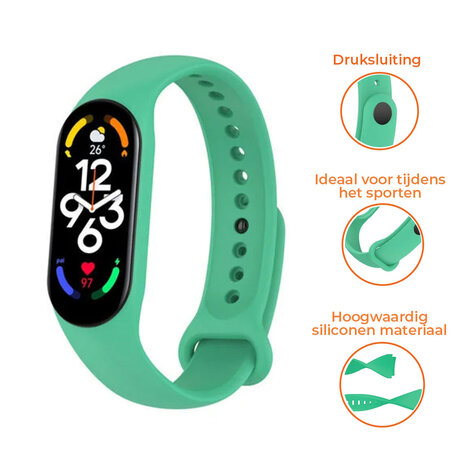 Strap-it® Strap-it Xiaomi Mi Band 7 siliconen bandje (aqua)