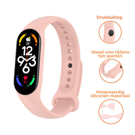 Strap-it® Strap-it Xiaomi Mi Band 7 siliconen bandje (lichtroze)