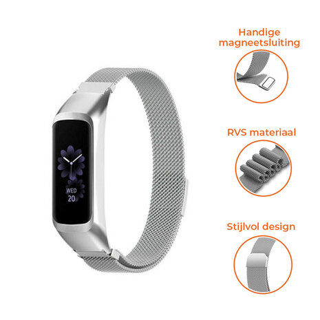 Strap-it® Strap-it Samsung Galaxy Fit 2 Milanese band (zilver) Strap-it® Strap-it Samsung Galaxy Fit 2 Milanese band (zilver)