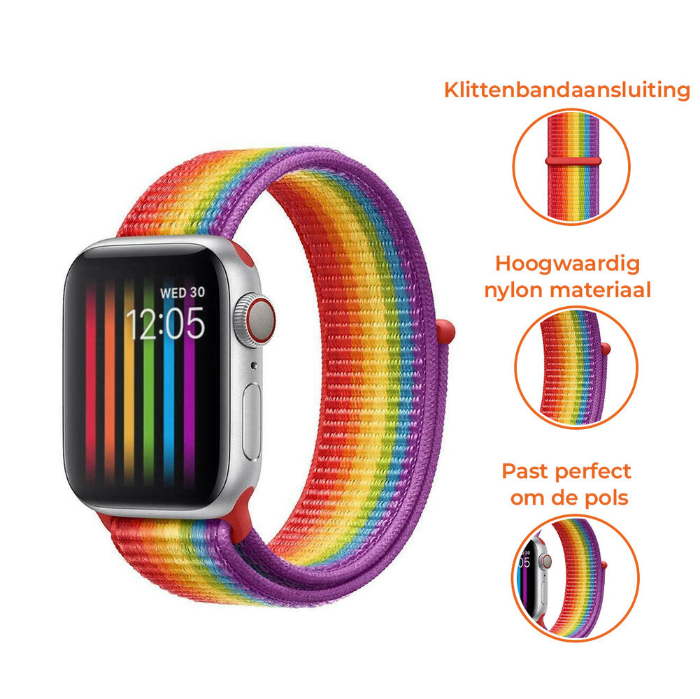 Strap-it® Strap-it Apple Watch nylon band (regenboog)