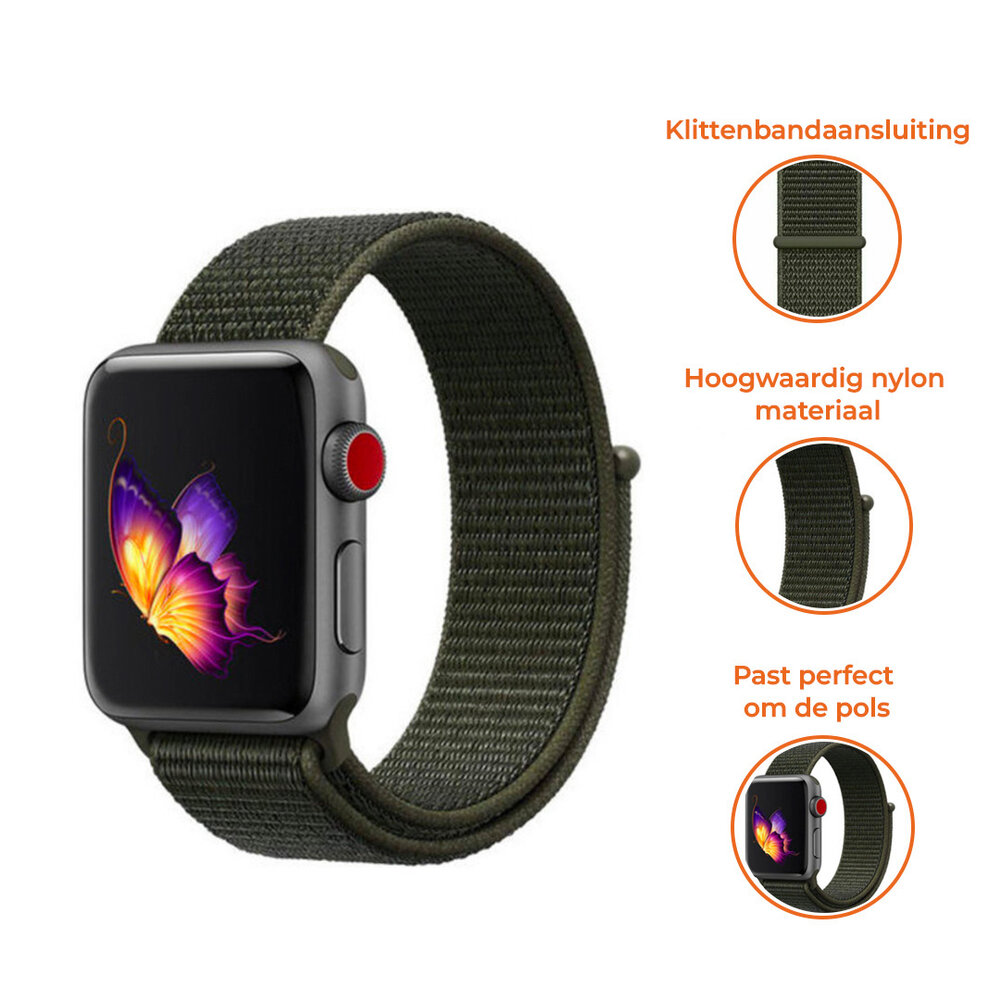 Strap-it® Strap-it Apple Watch nylon band (donkergroen)