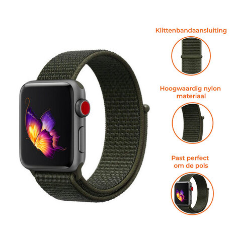 Strap-it® Strap-it Apple Watch nylon band (donkergroen)