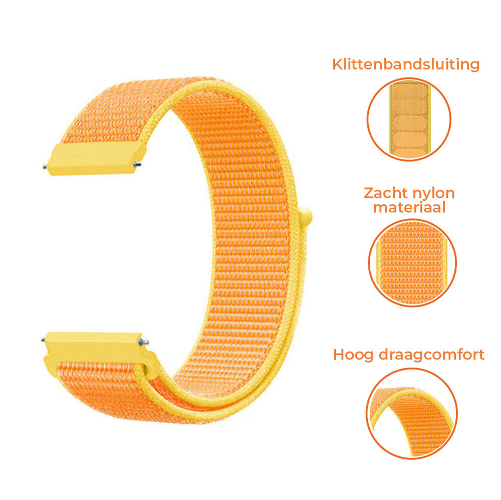 Strap-it® Strap-it Huawei Watch GT 3 Pro 43mm nylon band (lichtgeel) Strap-it® Strap-it Huawei Watch GT 3 Pro 43mm nylon band (lichtgeel)