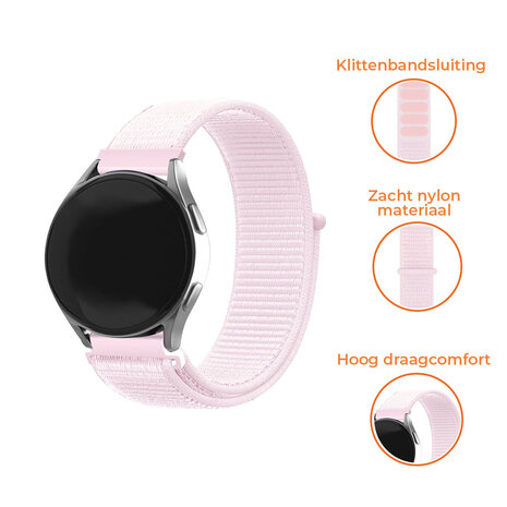 Strap-it® Strap-it Samsung Galaxy Watch 5 44mm nylon bandje (lichtroze)