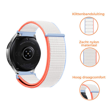 Strap-it® Strap-it Samsung Galaxy Watch 6 - 40mm nylon bandje (milk white) Strap-it® Strap-it Samsung Galaxy Watch 6 - 40mm nylon bandje (milk white)