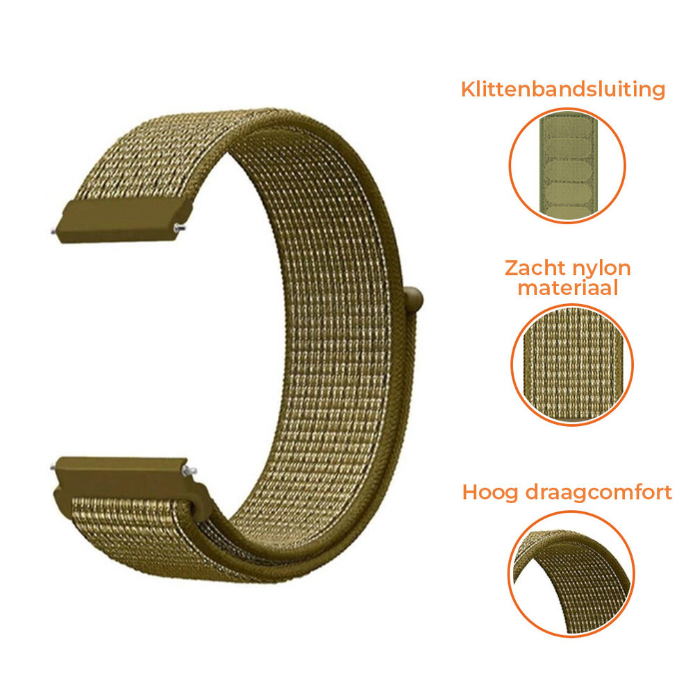 Strap-it® Strap-it Samsung Galaxy Watch Active nylon band (olijf)