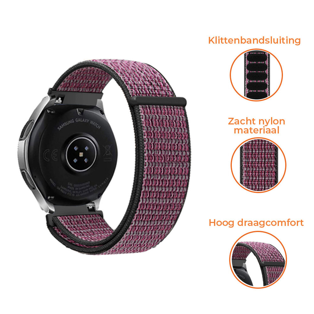 Strap-it® Strap-it Huawei Watch GT 3 Pro 43mm nylon bandje (true berry) Strap-it® Strap-it Huawei Watch GT 3 Pro 43mm nylon bandje (true berry)