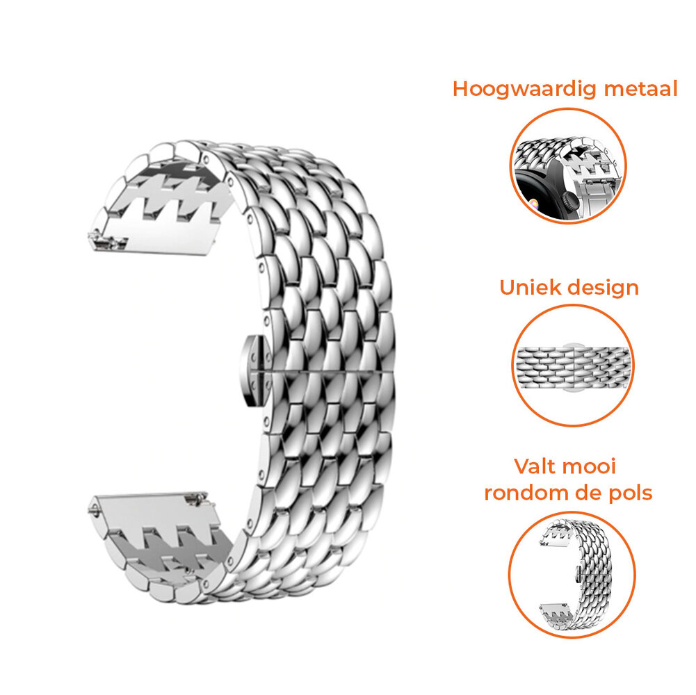 Strap-it® Strap-it Huawei Watch GT 3 Pro 46mm stalen draak band (zilver)