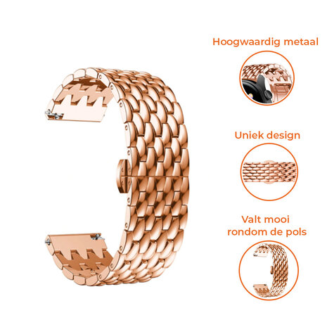 Strap-it® Strap-it Huawei Watch GT 3 Pro 43mm stalen draak band (rosé goud) Strap-it® Strap-it Huawei Watch GT 3 Pro 43mm stalen draak band (rosé goud)