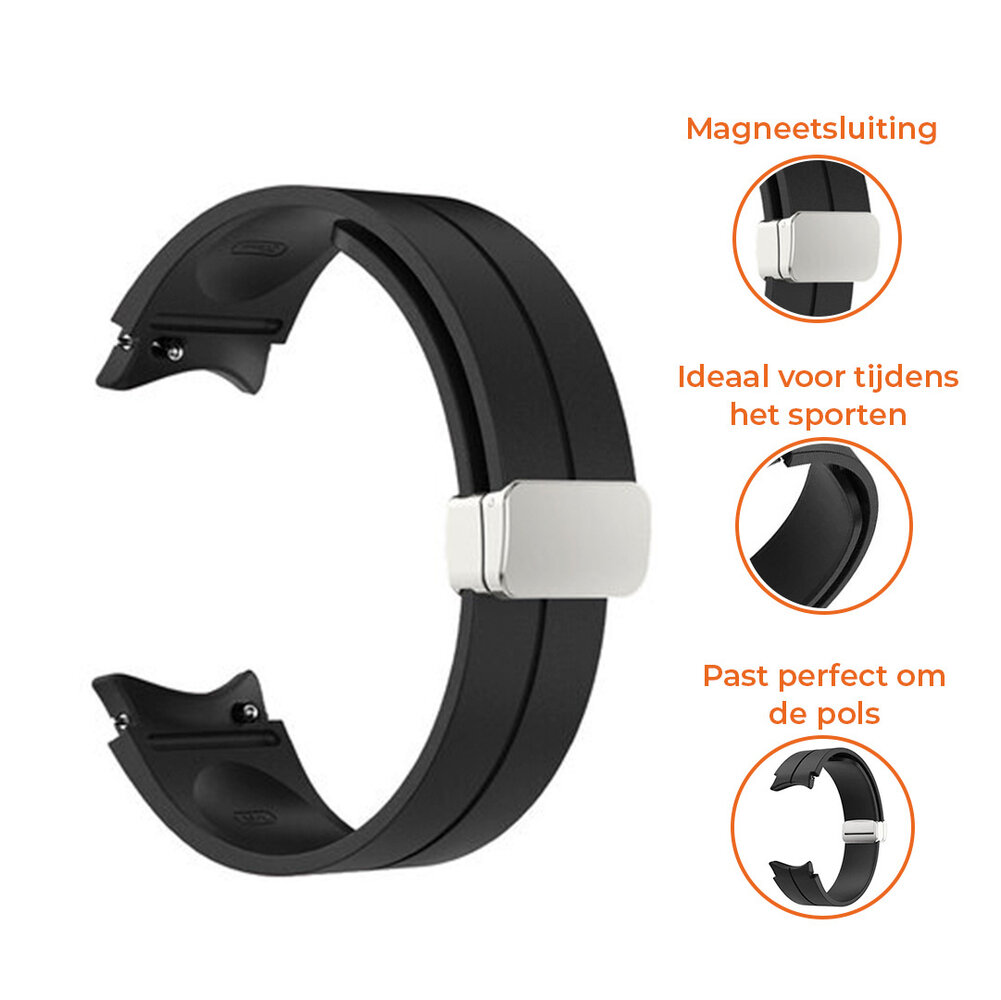 Strap-it® Strap-it Samsung Galaxy Watch 4 40mm magnetische sport band (zwart) Strap-it® Strap-it Samsung Galaxy Watch 4 40mm magnetische sport band (zwart)