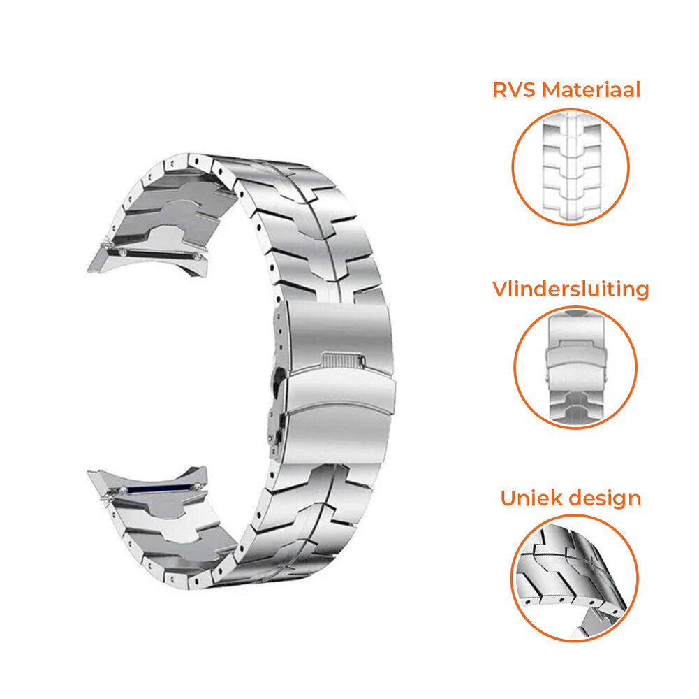 Strap-it® Strap-it Samsung Galaxy Watch 6 Classic 43mm steel iron band (zilver)