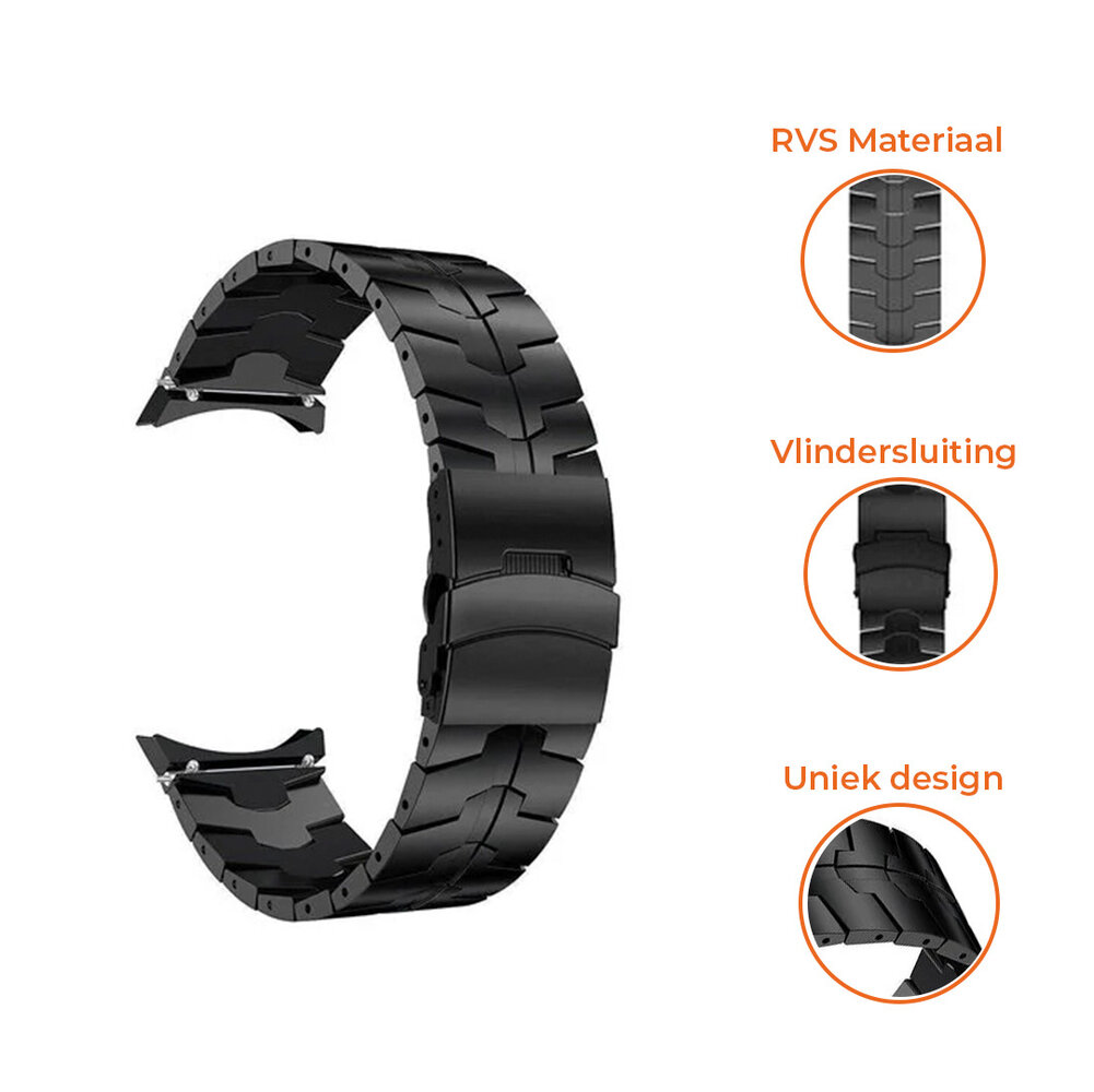 Strap-it® Strap-it Samsung Galaxy Watch 6 Classic 43mm steel iron band (zwart)