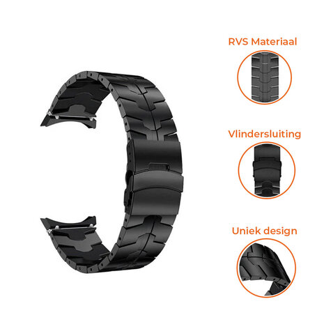 Strap-it® Strap-it Samsung Galaxy Watch 5 44mm steel iron band (zwart)