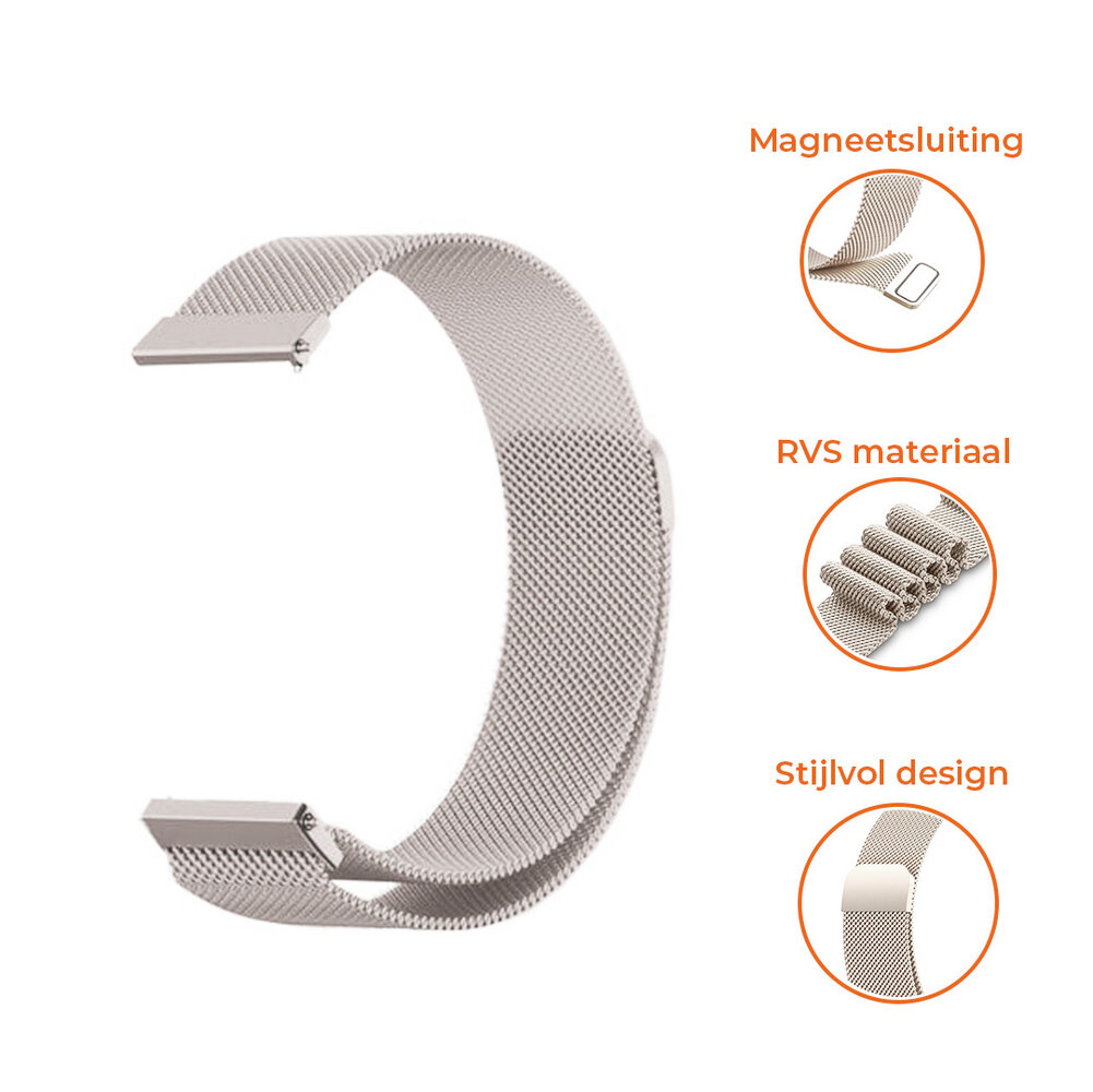 Strap-it® Strap-it Huawei Watch GT 3 Pro 43mm Milanese band (sterrenlicht) Strap-it® Strap-it Huawei Watch GT 3 Pro 43mm Milanese band (sterrenlicht)