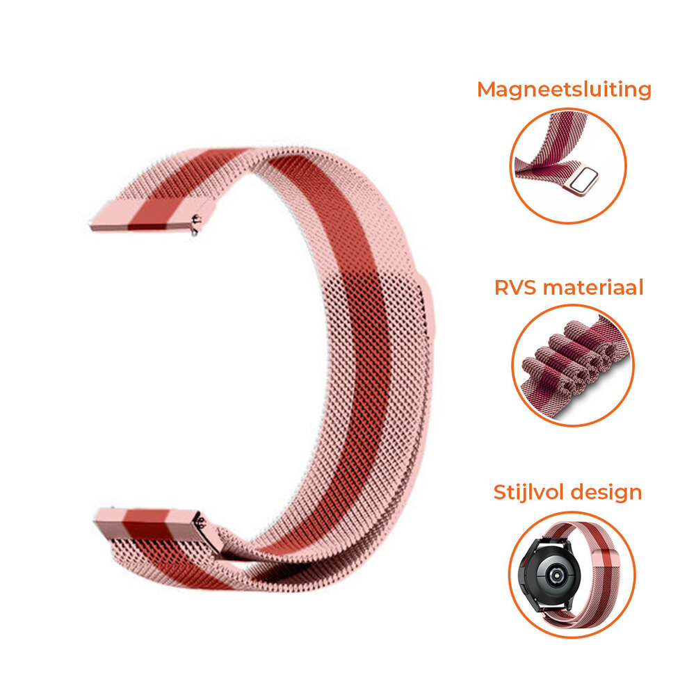 Strap-it® Strap-it Huawei Watch GT 3 42mm Milanese band (rood/roze)