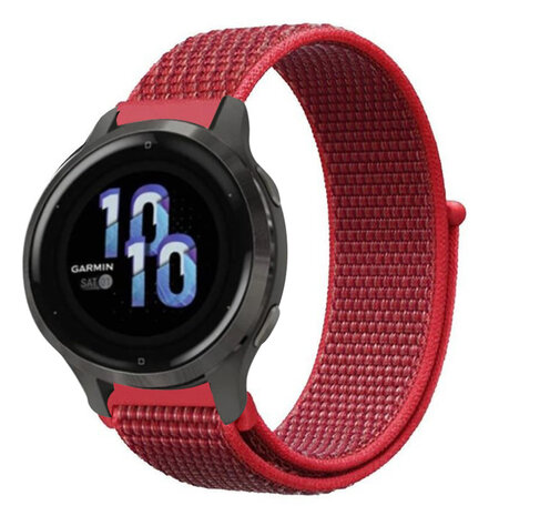 Garmin Venu 2s nylon band 40mm rood Smartwatchbanden
