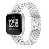Strap-it® Fitbit Versa stalen vis band (zilver)