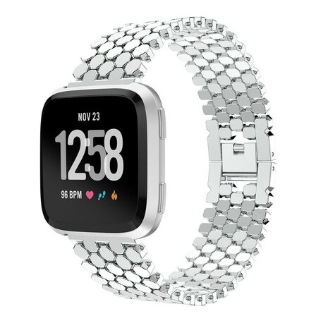 Strap-it® Strap-it Fitbit Versa stalen vis band (zilver) Strap-it® Strap-it Fitbit Versa stalen vis band (zilver)